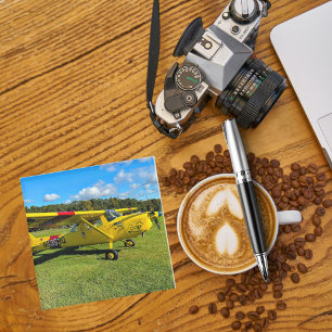 Tolles, lustiges Flugzeugfoto, Pilot Familie, Luft Glasuntersetzer