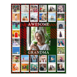 Tolles Oma-Foto Schwarz-Rot-Tartan 11 x 14 Fotodruck