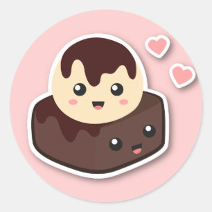 Tolles Paar Vanilleeis und Brownie Runder Aufkleber