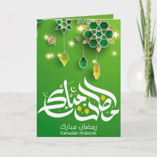 Tolles Ramadan Mubarak in grüner und weißer Typogr Karte