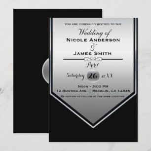 Tolles Schwarz & Silber Glanz Elegante Hochzeit Einladung