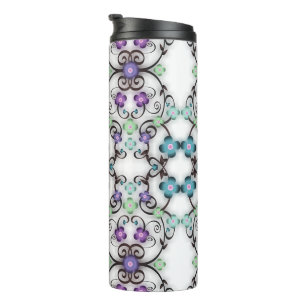 Tolles Spitzenmuster aus blau-violetten Blumen Thermosbecher