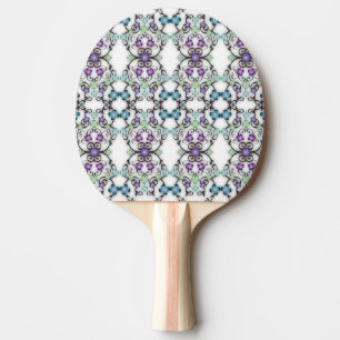 Tolles Spitzenmuster aus blau-violetten Blumen  Tischtennis Schläger