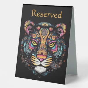 Tolles Tigerkopf-Reservierungstisch-Schild Tischaufsteller