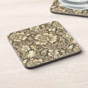 Tolles Vintage-Sepia-Blumenmuster  Getränkeuntersetzer