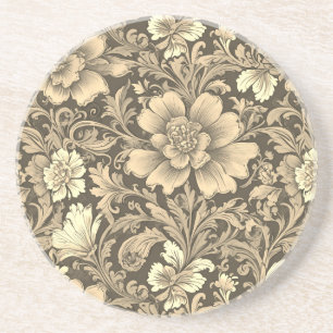 Tolles Vintage-Sepia-Blumenmuster  Getränkeuntersetzer