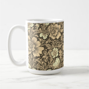 Tolles Vintage-Sepia-Blumenmuster Kaffeetasse