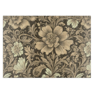 Tolles Vintage-Sepia-Blumenmuster  Schneidebrett