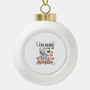 Tolles Westie-Hundeherz Pfoten_1 Keramik Kugel-Ornament