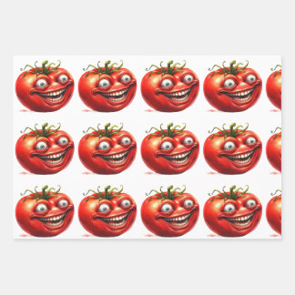 Tollkühne glückliche Tomate Cartoon Lustiges Gesch Geschenkpapier Set