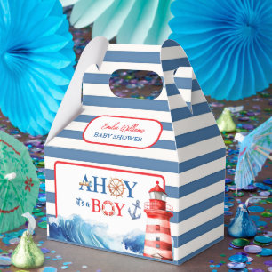Tollkühne Rot Blaue Naustische Wellen Baby Shower Geschenkschachtel