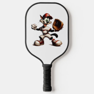 Tollpatschiger Katzen-Baseball-Pitcher Holt Aus Pickleball Schläger