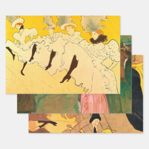 Tolouse Lautrec Dancing Girls Gelb Geschenkpapier Set