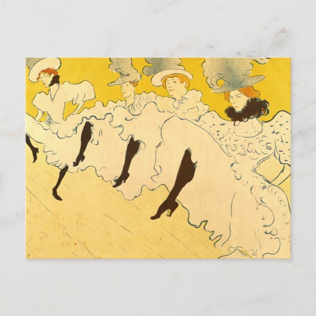 Tolouse-Lautrec-Tanz Girls Gelbes Poster Postkarte (Vorderseite)