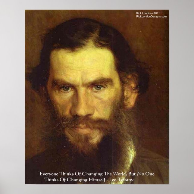 Tolstoi "Ändern Sie sich selbst" Weisheit Zitat Po Poster (Vorne)
