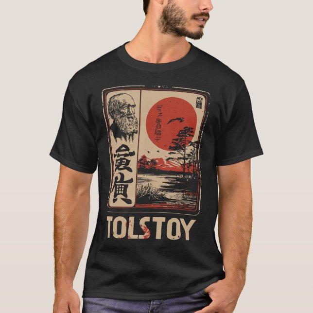 Tolstoi Literarische japanische Red Sun Philosophi T-Shirt (Vorderseite)