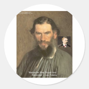 Tolstoi "Nietzsche = Stupid" Zitat Geschenke T-Shi Runder Aufkleber
