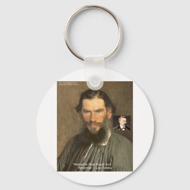 Tolstoi "Nietzsche = Stupid" Zitat Geschenke T-Shi Schlüsselanhänger (Vorderseite)
