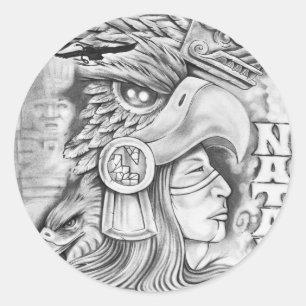 Toltec Krieger Runder Aufkleber
