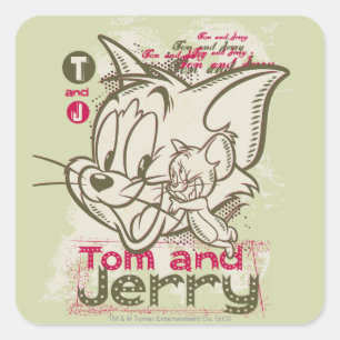 Tom and Jerry Pink and Green Quadratischer Aufkleber