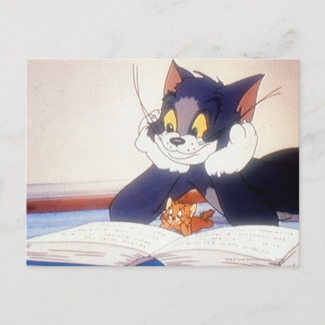 Tom And Jerry Read a Book Postkarte (Vorderseite)