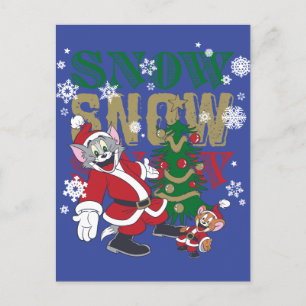 Tom and Jerry Santas By The Tree Feiertagspostkarte