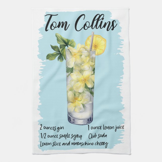 Tom Collins Cocktail Rezept Geschirrtuch (Vertikal)