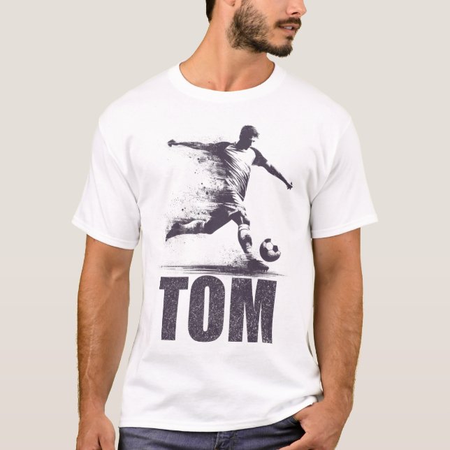 Tom Fußball Jungen Personalisierter Vorname Tom  T-Shirt (Vorderseite)