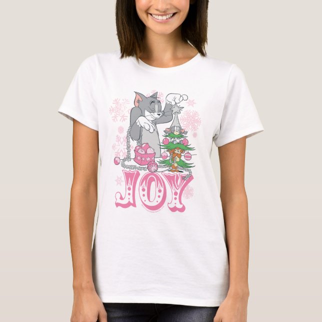 Tom, Jerry, and Nibbles Decorating Joy T-Shirt (Vorderseite)