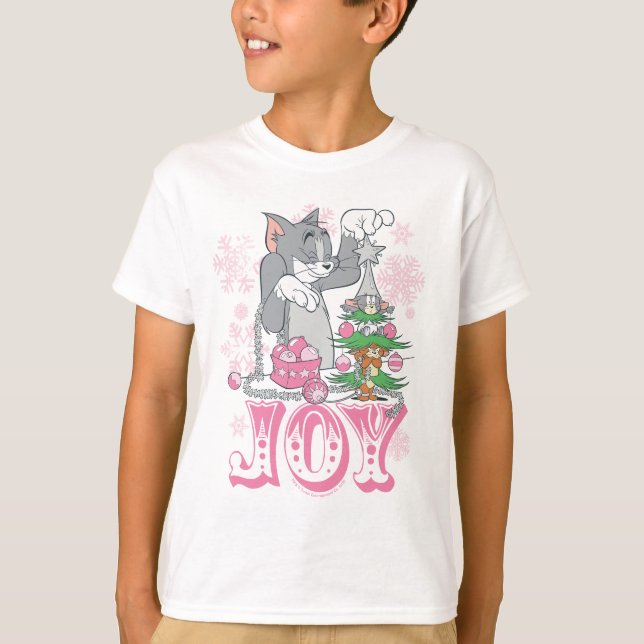 Tom, Jerry, and Nibbles Decorating Joy T-Shirt (Vorderseite)
