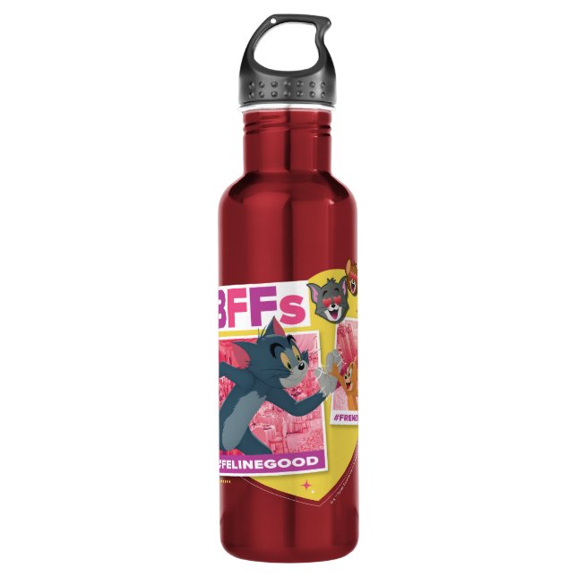 Tom & Jerry Beste Freundinnen Foto Emoji Collage Edelstahlflasche (Vorderseite)