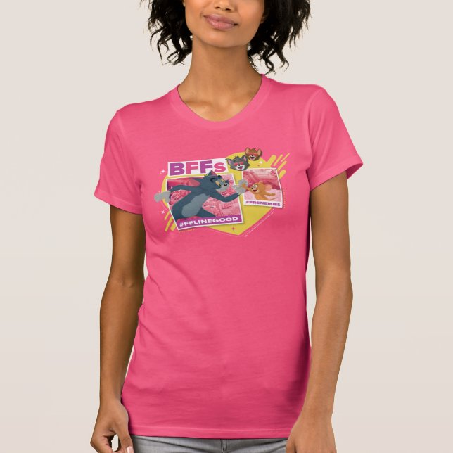 Tom & Jerry Beste Freundinnen Foto Emoji Collage T-Shirt (Vorderseite)