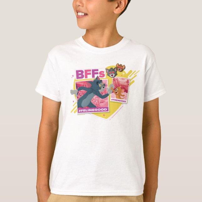 Tom & Jerry Beste Freundinnen Foto Emoji Collage T-Shirt (Vorderseite)