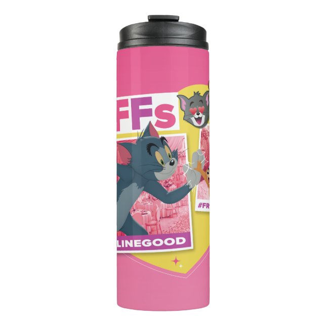 Tom & Jerry Beste Freundinnen Foto Emoji Collage Thermosbecher (Vorderseite)
