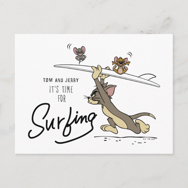 Tom & Jerry "Es ist Zeit zum Surfen" Postkarte (Vorderseite)