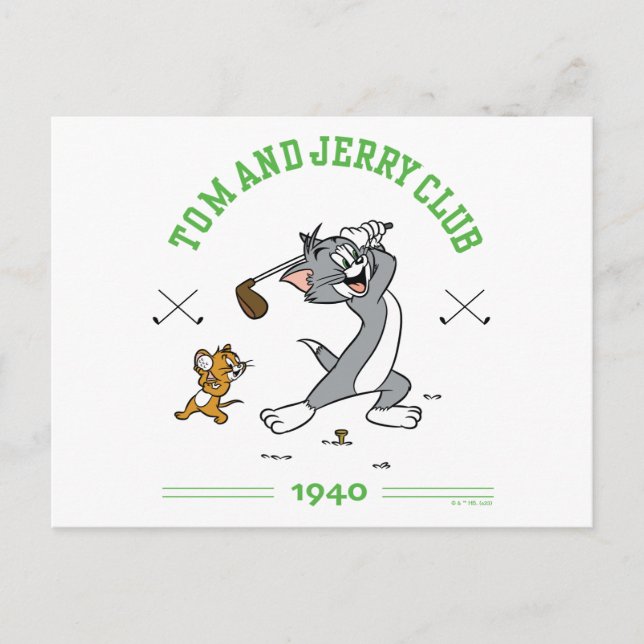 Tom & Jerry Golfing Club 1940 Postkarte (Vorderseite)