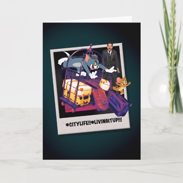 Tom & Jerry Luggage Crash Foto Karte (Vorderseite)