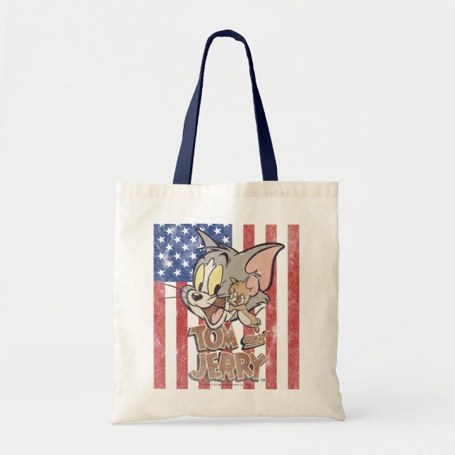 Tom & Jerry mit US-Flagge Tragetasche (Vorne)