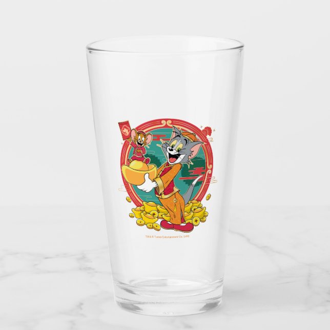 Tom & Jerry New Years Red Envelope Glas (Vorderseite)