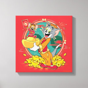 Tom & Jerry New Years Red Envelope Leinwanddruck