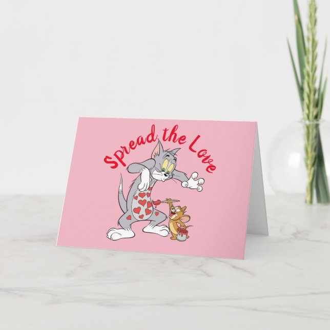 Tom & Jerry Painting Valentine Hearts Feiertagskarte (Vorderseite)