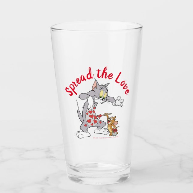 Tom & Jerry Painting Valentine Hearts Glas (Vorderseite)