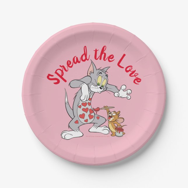 Tom & Jerry Painting Valentine Hearts Pappteller (Vorderseite)
