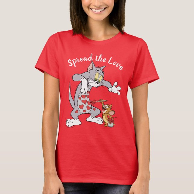Tom & Jerry Painting Valentine Hearts T-Shirt (Vorderseite)