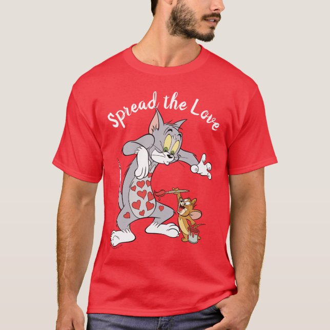 Tom & Jerry Painting Valentine Hearts T-Shirt (Vorderseite)