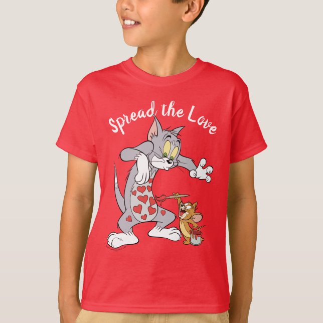 Tom & Jerry Painting Valentine Hearts T-Shirt (Vorderseite)