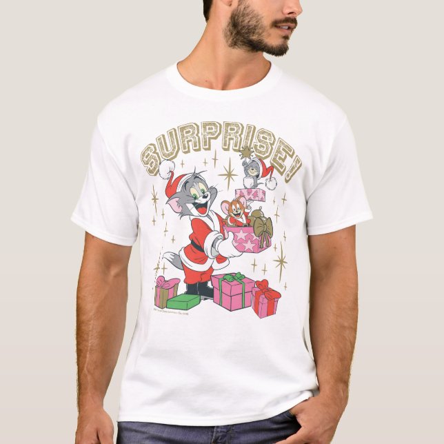 Tom, Jerry und Nibbles Holiday Überraschung T-Shirt (Vorderseite)
