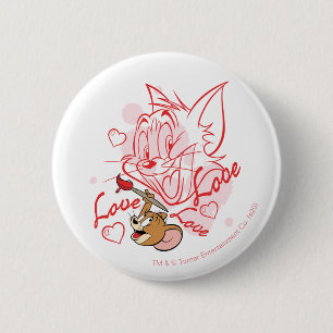 Tom & Jerry Valentine Malerei Button