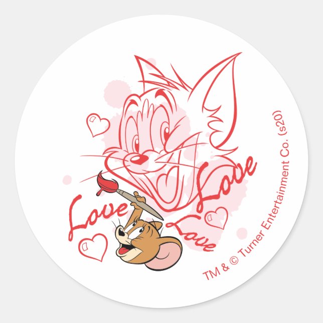 Tom & Jerry Valentine Painting Runder Aufkleber (Vorderseite)
