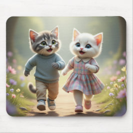 Tom & Luna Mauspad, Süße Katze Schreibtischunterla Mousepad